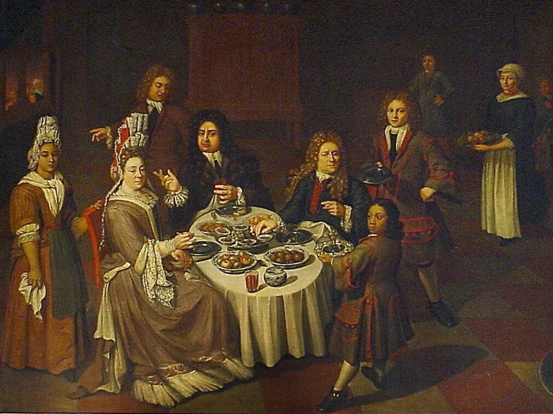 1673Heinrich Krippel - -Il sindaco Saco van Aitzema di Dokkum e sua moglie offrono un pasto allo zar Pietro il Grande ad Amsterdam, 1697